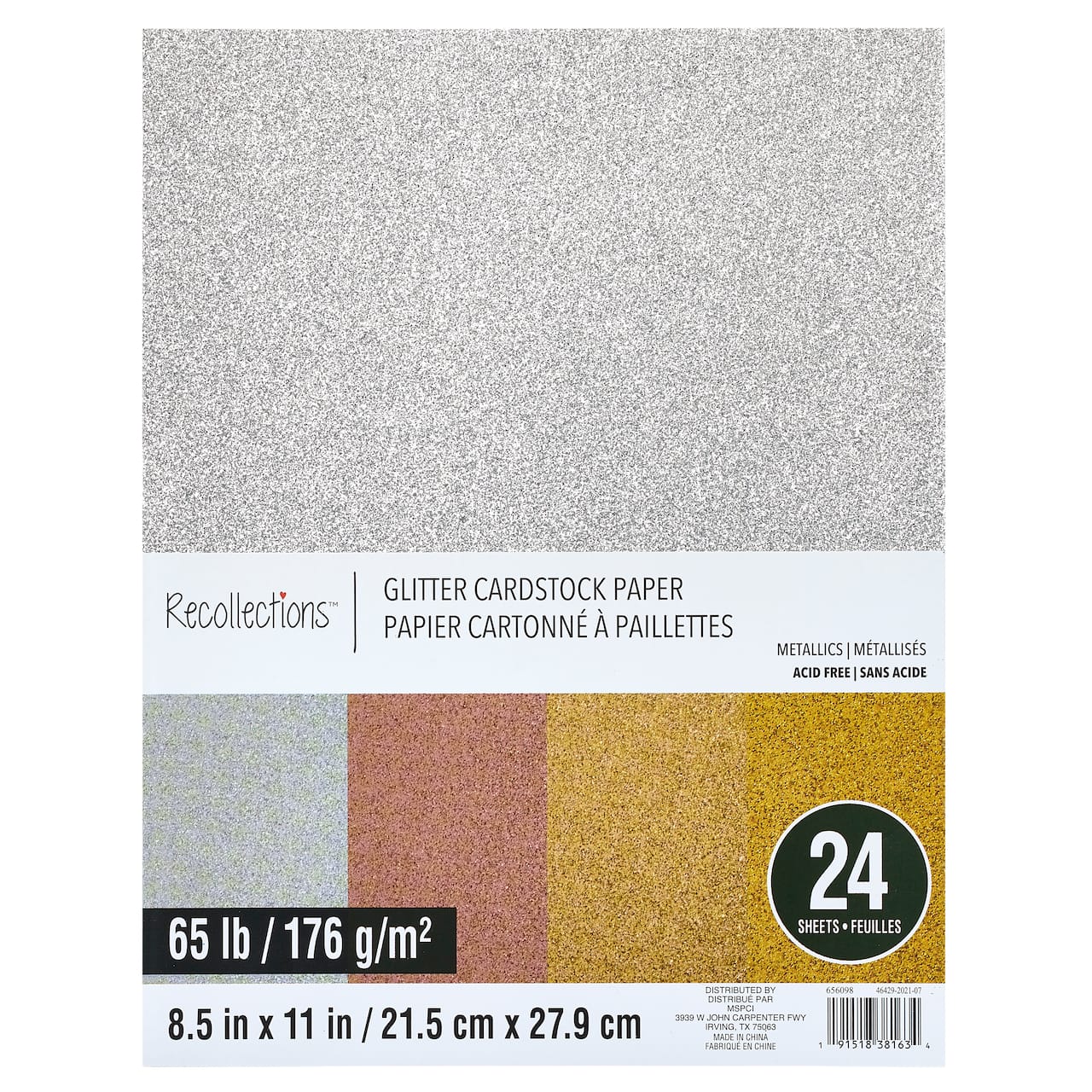 Glitter Metallic Cardstock Paper by Recollections™, 8.5" x 11"